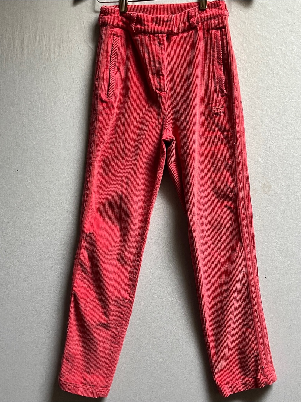 Adidas Originals Coral Red Corduroy Pull-On Straight Leg Pants Women's XS